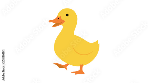 Foto Cute little yellow duckling walking vector illustration isolated