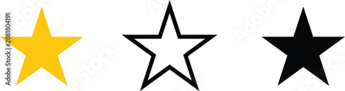 Star Set vector illustration in Solid Gold, Outlined and Black Rating Icons