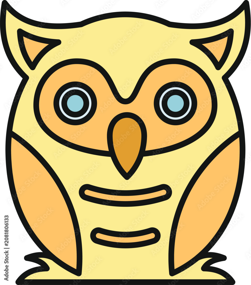 Fototapeta premium Cute cartoon owl vector icon representing wisdom and education