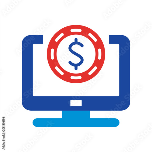 casino online icon. simple flat colored vector