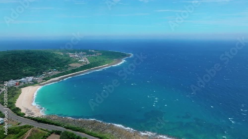 Aerial view of kenting national park and beautiful coastline , Taiwan