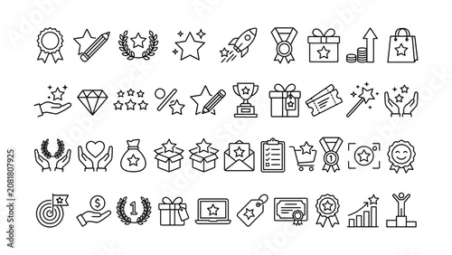 Obraz na plátně Collection of achievement award and success related icons isolated on transparen