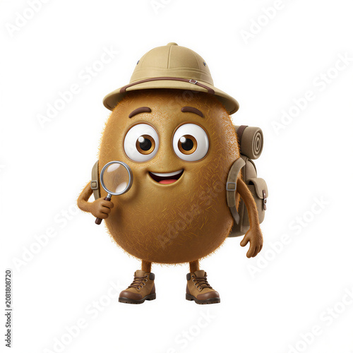 Cute Kiwi Explorer Adventure Character Mascot Isolated - Generative AI