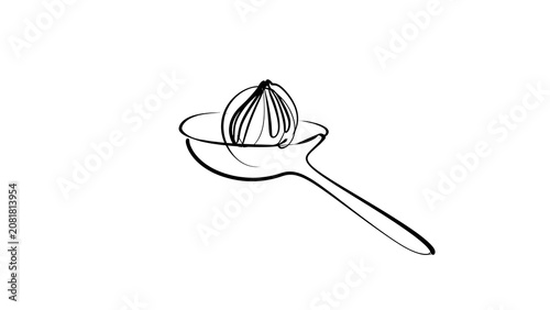 Minimalist Line Drawing of a Citrus Squeezer with Lemon.