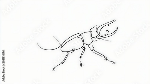 Minimalist Line Drawing of a Stag Beetle Insect.