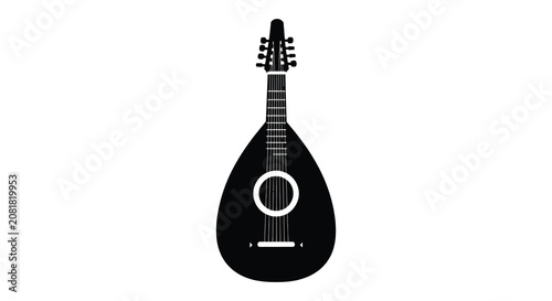 Fotografie Mandolin Instrument Silhouette In Black And White Musical Stringed Instrument Si