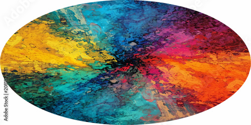 Tableau sur toile Abstract Watercolor Earth Globe with Blue Oceans Green Continents and Clouds Iso