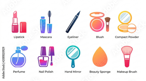 Collection of various makeup essentials