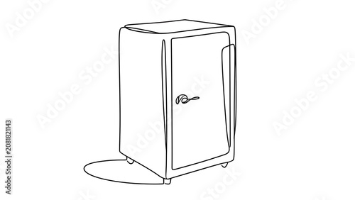 Retro refrigerator sketch on white background.