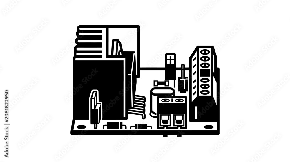 Obraz premium Abstract minimalist cityscape silhouette with buildings and skyline elements