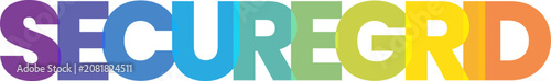 Fotografie A compelling SECUREGRID text logo with dynamic rainbow typography ideal for digi