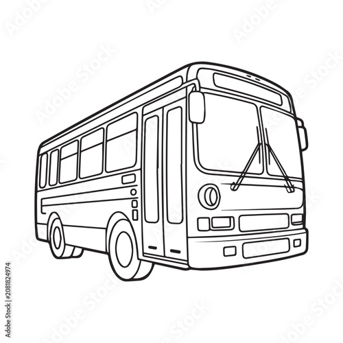 Bus Line Art, Transport Icon, Minimal Vehicle Illustration.