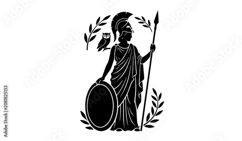 Greek Goddess of Wisdom Silhouette Vector Illustration