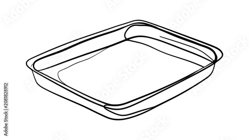 Empty baking tray on white background.
