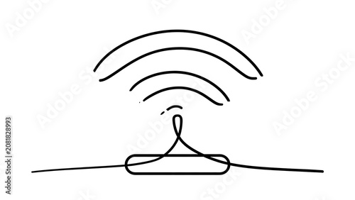 Minimalist antenna icon on white background.