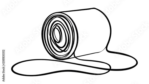 Unrolled paper towel on white background.