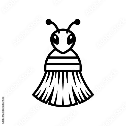Black and white bee illustration.
