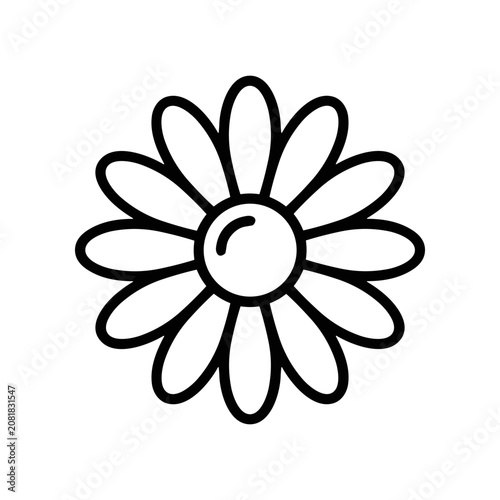 Simple Black Line Art Flower Design.