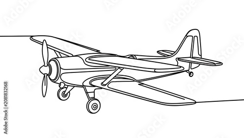 Vintage biplane illustration on white background.