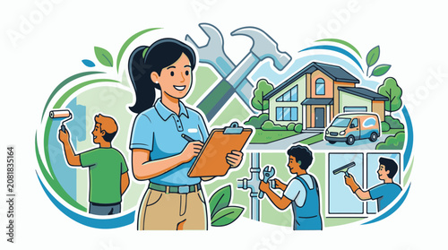 Illustration of home repair and maintenance services