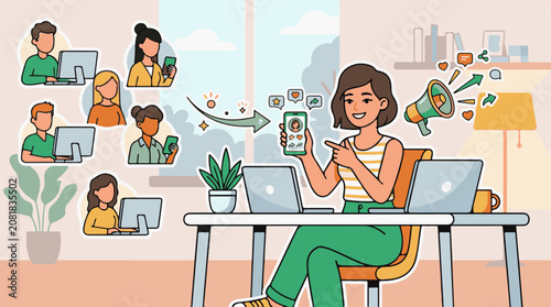 People collaborate digitally on projects from home sharing information