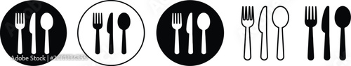 Spoon and fork icons with knife symbols for restaurant, dining, food service, and hospitality signage