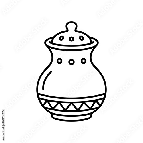 Black and white line art pottery.