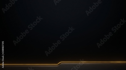 Luxury Black Background with Elegant Gold Neon Line and Minimal Modern Design
