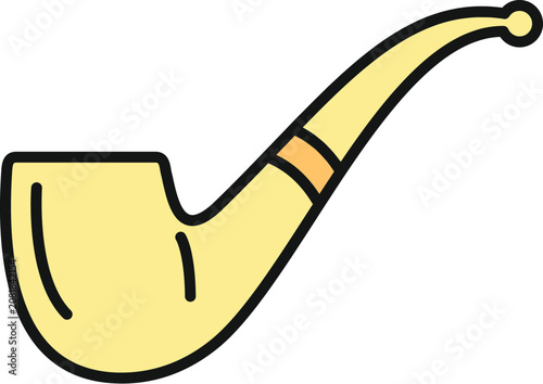 Fotografija Yellow bent smoking pipe with an ivory mouthpiece and bowl