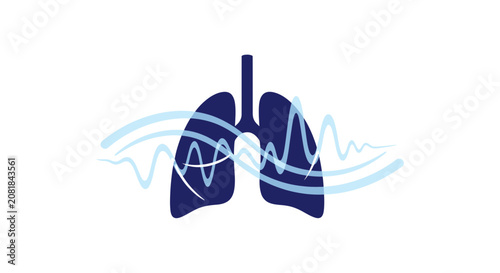 Respiratory System Symbol With Abstract Lines Indicating Pulmonary Function Visuals