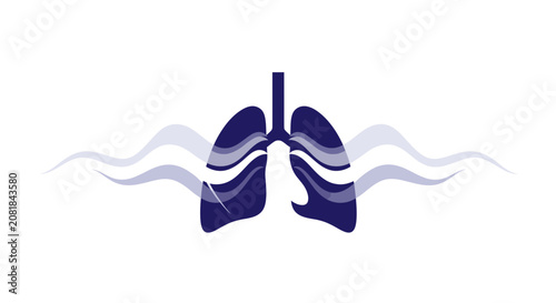 Respiratory System Symbol With Abstract Lines Indicating Oxygen Exchange And Functionality