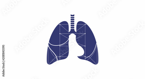 Respiratory System Symbol With Geometric Details On White Background Illustrative Design