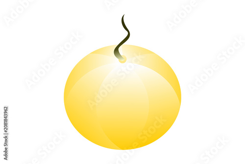 Minimalist Yellow Spherical Fruit Icon with Elegant Stem Illustration