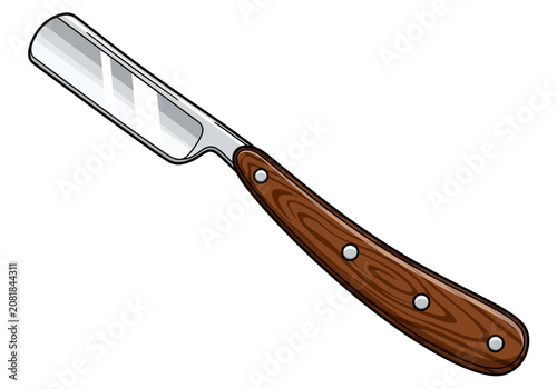 Fotografija Vintage Straight Razor with Wooden Handle for Shaving and Grooming