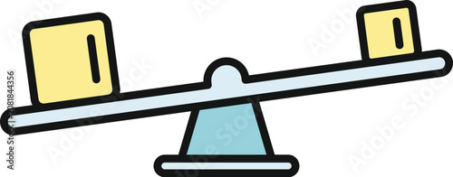 Tableau sur toile Seesaw with blocks illustrating an imbalance in comparison or weight