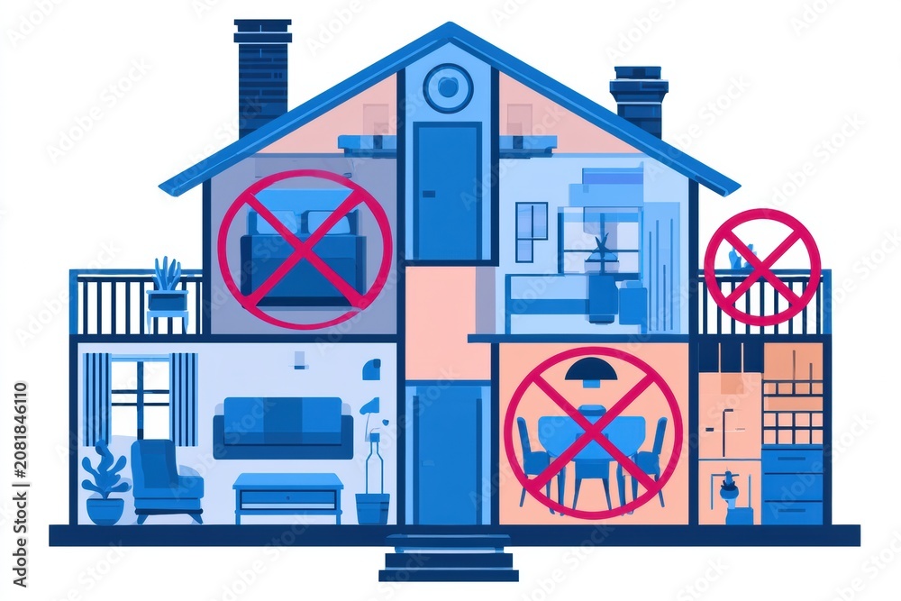 Obraz premium Visual representation of a house showing areas designed for no-screen activities.