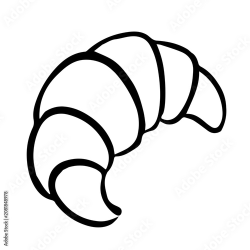 Croissant Outline Vector Line Art Illustration