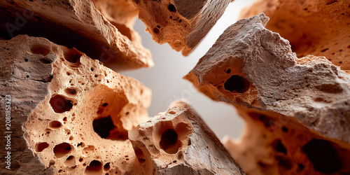 macro view of deep porous cork oak tree bark fissure texture