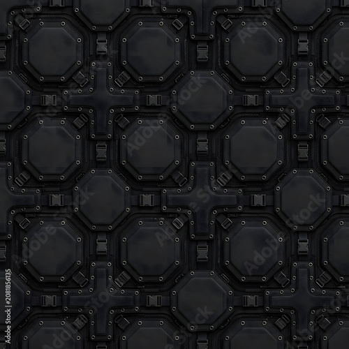 Black Tactical Gear Armor Panel Background with Futuristic Modular Hard Surface Design