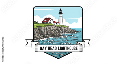 Gay Head Lighthouse on Aquinnah Cliffs, Martha's Vineyard, Coastal Landscape