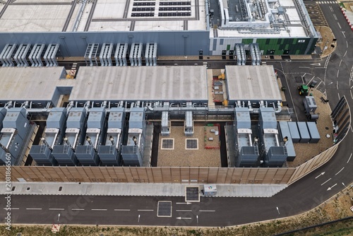 Expansive Data Center Infrastructure Aerial View Daylight