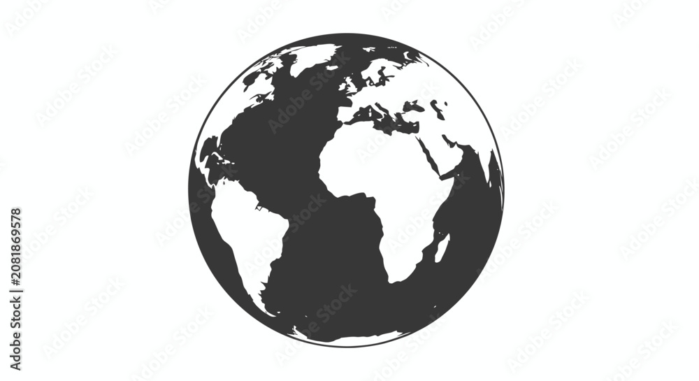 Fototapeta premium Stylized Earth Globe Icon for Global Branding and Environmental Graphics.