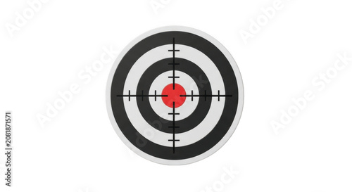 Circular bullseye with red center crosshairs during focused aim isolated on transparent background