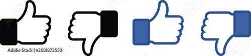 Photos Thumbs Up and Thumbs Down Icons isolated transparent vector symbols for approval