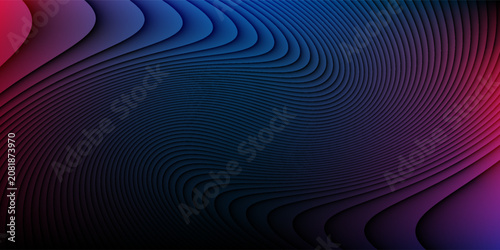 Fotografie A modern abstract background with wavy lines in red, blue, and black