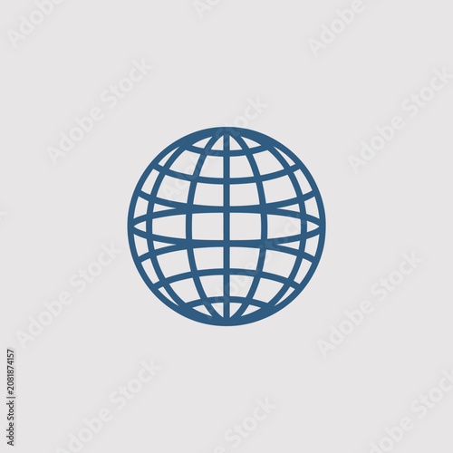 Tableau sur toile Detailed wireframe globe icon on plain background.