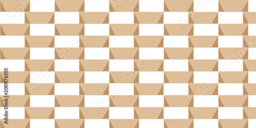 Minimalist geometric seamless pattern, beige and white abstract mosaic background, modern architectural repetitive vector texture for textile design