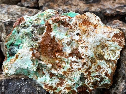 Close up of garnierite rocks, nickel mined garnierite rocks