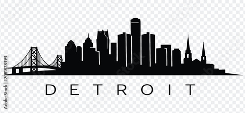 Foto Detroit city skyline silhouette