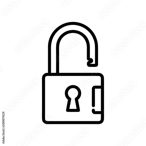 Black line art padlock icon symbol.